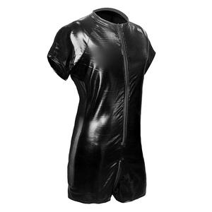 ชุดบอดี้สูทผู้ชายแบบเซ็กซี่ ทำจากหนังแก้วและผ้าตาข่ายเย็บต่อกัน - Product Image 5