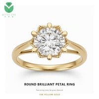 Cincin Pernikahan Emas Berlian Laboratorium 2 Karat Potongan Bulat Brilian Bersertifikat IGI, Berlian Laboratorium 2CT Solitaire