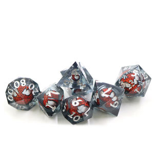 Jeu de dés de jeu de rôle Yushun 7 pièces en résine rouge avec des chiffres blancs, jeu de dés de plateau sur le thème de <span class=keywords><strong>Spiderman</strong></span> - Product Image 2