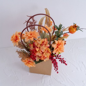 Bouquet de fleurs artificielles CallaFloral, hortensia orange rouge, décoration de mariage et de maison CF01471 - Product Image 3
