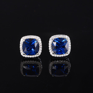 Nueva Joyería Plata's, Base de Cobre, Bañada en Oro, Estilo Retro, Cristal Azul Puntiagudo Simulado, Cuadrado Grueso, Estilo Minimalista para Mujer - Product Image 5