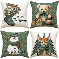 Housse de coussin de Noël YINUAN, motif bonhomme de neige, ours, renne, chaussette de Noël, housse décorative pour canapé