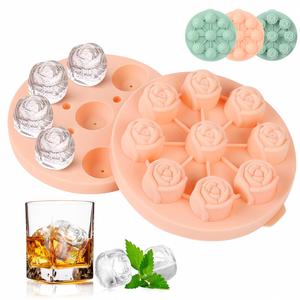 High Quality 3D Rose Ice Mold 1.4 Inch <b>Silicone</b> Flower Ice Cube Trays for <b>Baking</b> Freezing Customizable Logo Great Cone Holder - Product Image 1