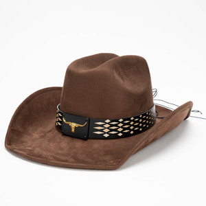Sombrero Vaquero Occidental Retro de Gamuza, Nuevo, Personalizado, al por Mayor, Sombrero de Lujo para Fiestas, para Exteriores, Casual, Unisex, con Bandas - Product Image 6