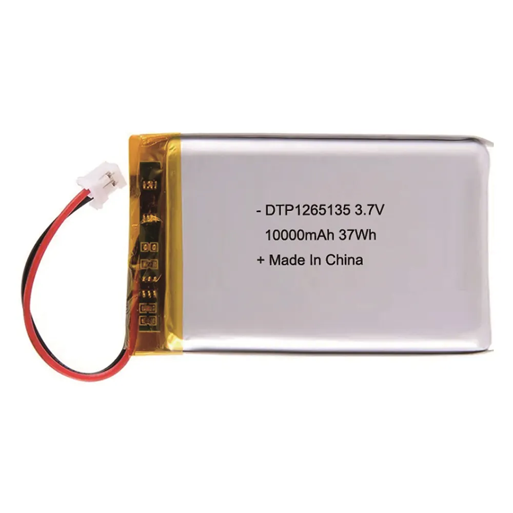1265135 3.7V 10000mAh Lipo Battery Rechargeable Li Polymer Battery With Connector