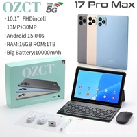 Tablet Android OZCT con Cámara HD, Nueva, Pantalla Grande S17Promax, Venta al por Mayor, 10000mAh con Teclado, Octa Core, Tablet Educativa