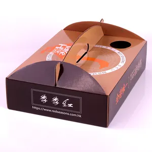 Pizza food packaging black/wood color cardboard paperboard cake cheese platter paper kraft box with window lid for hamburger