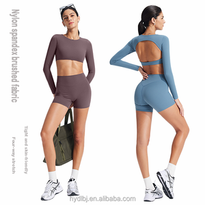 Completo Sportivo da <span class=keywords><strong>Donna</strong></span> Slim-Fit 2 Pezzi, Abbigliamento Yoga ad Asciugatura Rapida, Tuta da Corsa e Fitness con Orlo Svasato - Product Image 2