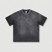 Camiseta Vintage de Algodón 100% para Hombre, Estilo Batik, Tejida, Lavada, con Estampado de Copos de Nieve Envejecidos, Talla Grande, Manga Corta, Corte Holgado