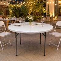Großhandel 6ft Runde Metall-Kunststoff-Klapptische und -Stühle für Bankette, Outdoor-Garten-Events, Partys und Essen im Freien