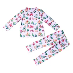 Conjunto de pijamas de Navidad para niños, ropa de dormir infantil con pantalones largos estampados para la familia, venta al por mayor, 2023