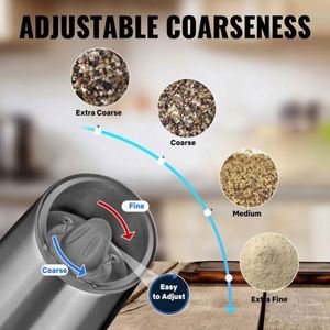 Gravity Electric Salt and Pepper Grinder <b>Set</b>,Rechargeable Automatic Salt and Pepper Mill,LED Light Adjustable Coarseness Salt - Product Image 4