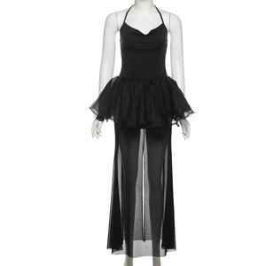 Nuevo Vestido Negro de Verano para Mujer, Estilo Halter, Sin Mangas, Espalda Descubierta, Corte Ajustado, Versátil - Product Image 6