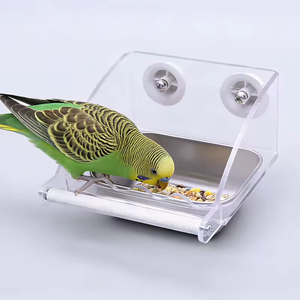Abreuvoir pour oiseaux en acier inoxydable SUS 304 avec support en acrylique, fixation par vis, coupelle d'alimentation montée sur cage pour perruche, calopsitte, cage à oiseaux - Product Image 1