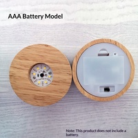 Veilleuse LED avec base ronde en bois, lumière blanc chaud, piles AAA, sans fil, lampe de chevet LED en bois pour chambre à coucher, décoration de chambre d'enfant