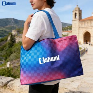 Bolsas de Lona Personalizadas con Logotipo, Bolsas de Compras de Gran Capacidad con Cierre de Hombro, Bolsos de Mano Modernos con Estampado - Product Image 1