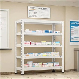 Étagère de rangement en métal blanc, unité d'étagérage d'entrepôt sans boulons, acier 1500x500x1800mm, 100kg par étagère, réglable pour garage, OEM - Product Image 1