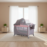 Lit bébé pliable anti-renversement sécurisé, parc de jeu pour enfants, berceau de chevet, lit bébé portable, lit de bébé avec auvent pour extérieur et parc