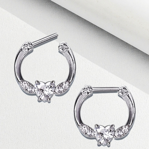 Cuore setto Clicker naso anello Tragus orecchino elica Piercing <span class=keywords><strong>argento</strong></span> cristallo placcato strass Unisex per il corpo gioielli - Product Image 2