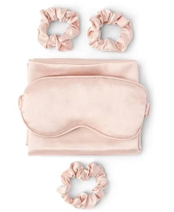 Custom Luxury Hair Scrunchies <strong>Silk</strong> Pillow case with Zipper and Eye Mask Set with Box Ruffle <strong>Pilloe</strong> case - Product Image 3