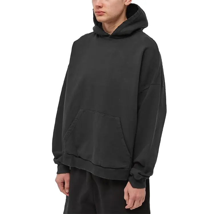 Yujia – sweat-shirt uni pour hommes, 100% coton, personnalisé, noir, impression écran, chenille, broderie, sweat à capuche avec cornes