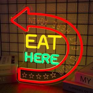 Letrero de Neón 'Come Aquí', Letrero Luminoso 'Comería Aquí Otra Vez', Letreros de Cocina, Decoración de Pared, Letrero LED de Comida para Restaurante - Product Image 2