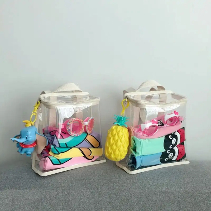 Korean children street photo outdoor snack toys transparent bag go out kindergarten swimming backpack school bag