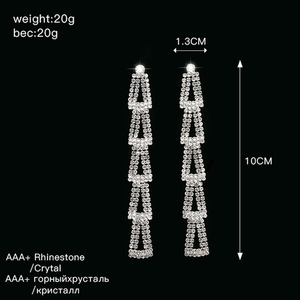 Bijoux de mode, boucles d'oreilles de luxe, boucles d'oreilles à franges exquises, boucles d'oreilles à clous avec strass, bijoux pour les oreilles E344 - Product Image 6