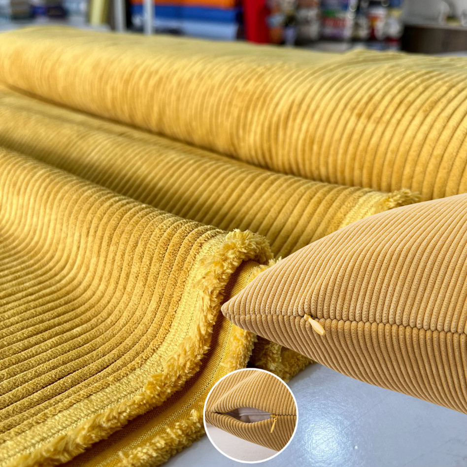 Factory Direct Supply Customized Color Polyester Micro Soft Genuine Corduroy Fabric for Sectional Sofa Modular Sofa Daybed