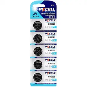 PKCELL cr2025 3v 150mAh الصغيرة غير مكلفة الليثيوم عملة بطارية 5 حزمة