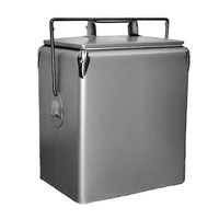 Glacière portable de camping en plein air personnalisée de 17 L, glacière rétro miniature pour pique-nique, glacière en métal de 17 L