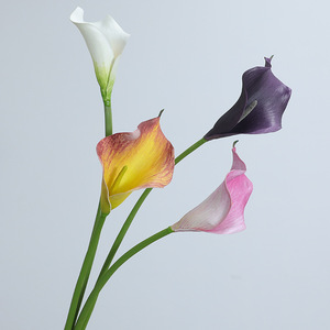 Fleur artificielle de lys calla à tige unique en soie, haute simulation, pour décoration de mariage, style minimaliste - Product Image 3