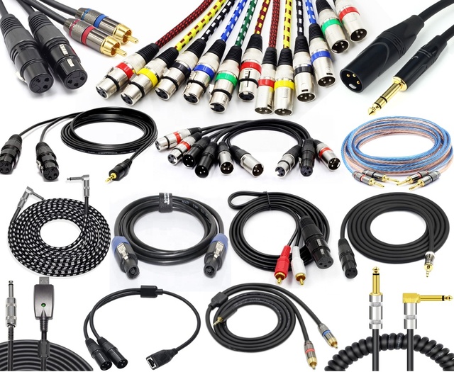 Customize audio cables with 1/4" 6.35mm TRS speakon plug connectors XLR male female DMX 512 cables for speaker microphone guitar