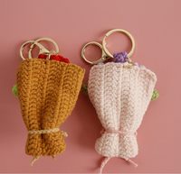 Porte-clés personnalisés en fleurs artificielles Lily Valley, faits à la main, en peluche Amigurumi, écologiques, fleurs en tricot, fleurs de clochettes