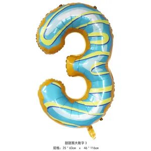 Balloons For Birthday 40 Inch Huge Giant Doughnut Jelly Colo Number Balloons Milky White Digital Foil Balloons New Designs For Birthday Party Balloons