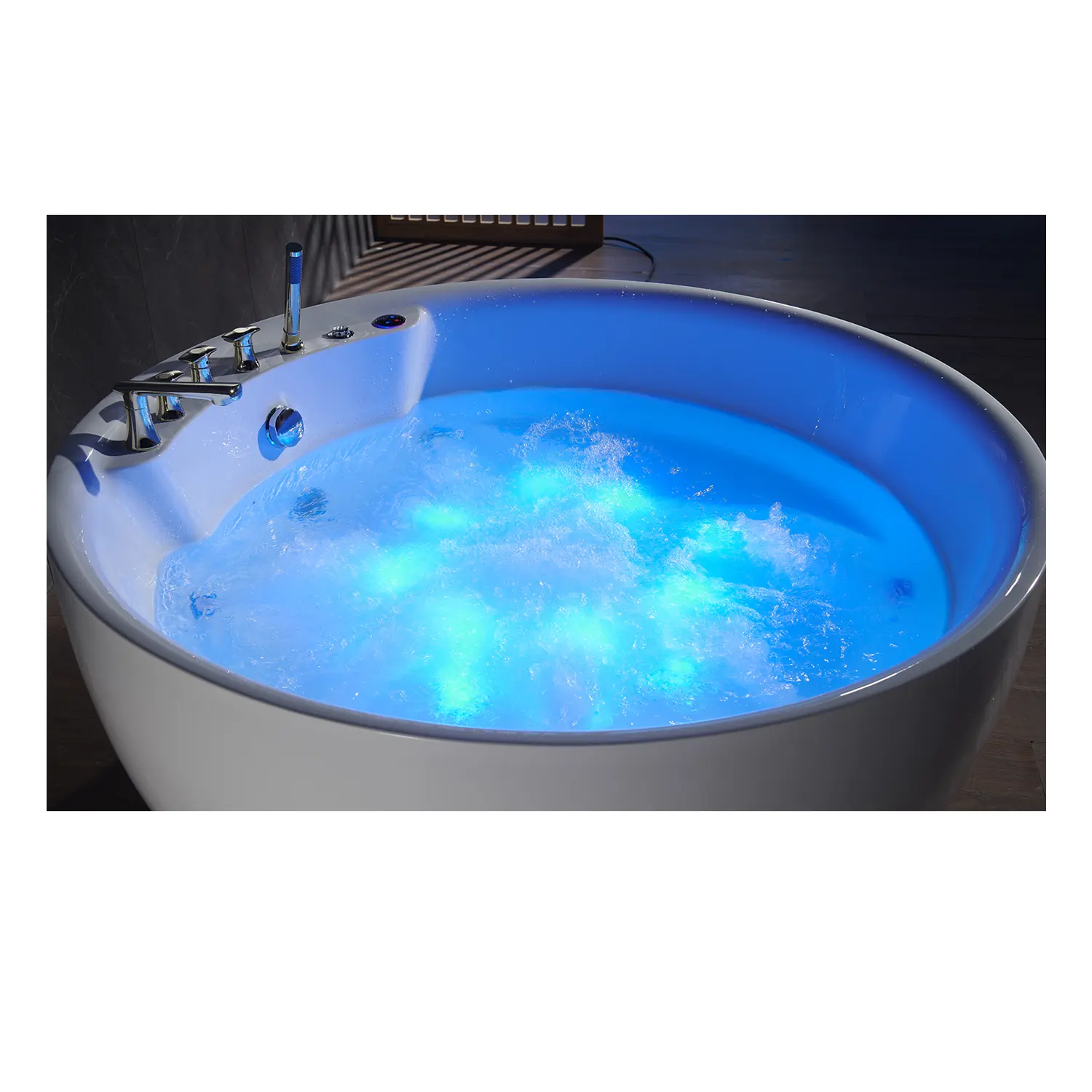 Baignoire autoportante ronde de luxe bain à remous hydro massage jet bulles d'air bains à remous surround