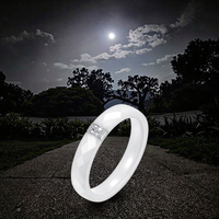 Bague de mariage et de fiançailles en céramique de zircone haute technologie tendance, bijoux en céramique blanche facettée pour hommes/femmes pour les fêtes