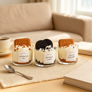 Realistic Mousse Dessert Cup Scented <b>Candle</b> With Lotus Biscuit And Oreo Topping Natural Soy Wax Glass Jar Aroma Gift <b>Candle</b> - Product Image 5