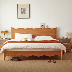 Lit plateforme en bois massif Wanlan, bois de cerisier, lit double de 1,8 m, style minimaliste moderne, meubles durables - Product Image 2