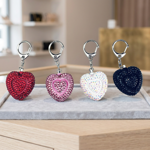 Heart Shape UV Printed ABS Personal Alarm <b>Keychain</b> Rhinestone <b>Safety</b> Anti Theft Device for Women - Product Image 3