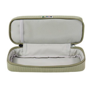 Estuche para lápices verde oliva con doble cremallera y textura de rejilla, bolsa de almacenamiento de papelería tamaño A5 - Product Image 5