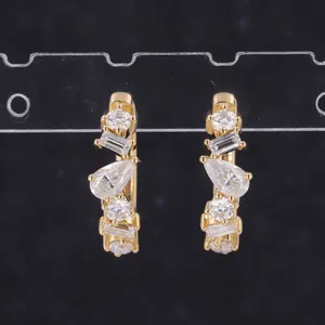 18k yellow gold lab grown diamond earrings fancy shape lab diamonds hoop earrings confetti def vs lab diamonds