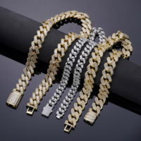 Style Hip Hop 18mm Princesse Coupe Moissanite Rhodium Plaqué Or 925 Argent Cubain Lien Chaîne Collier