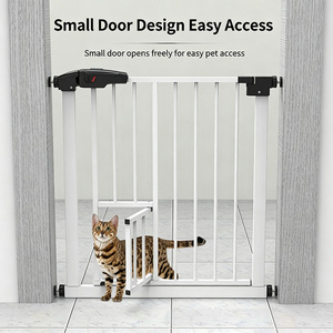 Barrière <span class=keywords><strong>de</strong></span> Sécurité pour Animaux à Fixation par Pression avec Porte d'Accès Battante Intégrée, Sans Perçage, Barres Verticales Denses, Largeur Réglable, pour Chiens et Chats - Product Image 6