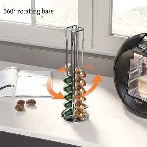 Organisateur <span class=keywords><strong>de</strong></span> capsules <span class=keywords><strong>de</strong></span> <span class=keywords><strong>caf</strong></span>é - Support rotatif en fer pour dosettes Nespresso, 360° °   Étagère <span class=keywords><strong>de</strong></span> présentation avec 40 emplacements - Product Image 4