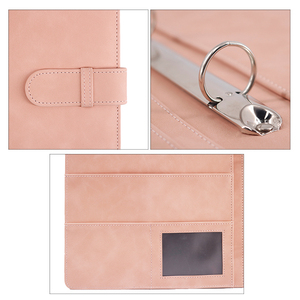 Hồng A4 Kinh Doanh Padfolio Da Tập Tin Tổ Chức Danh Mục Đầu Tư Tài Liệu Thư Mục Đa-Túi Hội Nghị Thư Mục Với Vòng Chất Kết Dính - Product Image 4