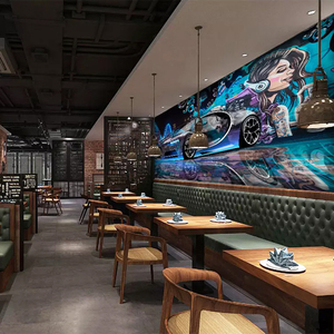 Giấy Dán Tường Theo Yêu Cầu Giấy Dán Tường Hình Xe Thể Thao Đường Phố Graffiti Giấy Dán Tường 3D Sáng Tạo Cho Nhà Hàng Quán Cà Phê Trang Trí Tường - Product Image 3