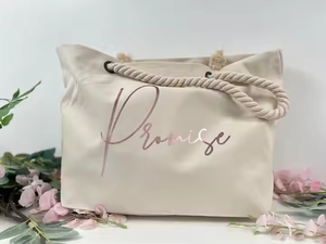 Sac de plage surdimensionné en toile de coton naturelle, écologique, isolé, avec logo personnalisé, pour le shopping, le week-end, unisexe - Product Image 5