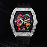 Montre OEM ODM Squelette Diamant Nouveau Design Tigre Dragon Homme Montre Mécanique Automatique Tourbillon Reloj Orologio Automatico