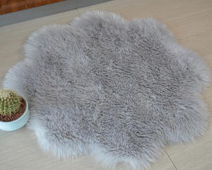 Tapis tricoté moelleux en fausse peau de mouton <span class=keywords><strong>beige</strong></span> lavable chambre adolescent dortoir salon mignon tapis floral - Product Image 4